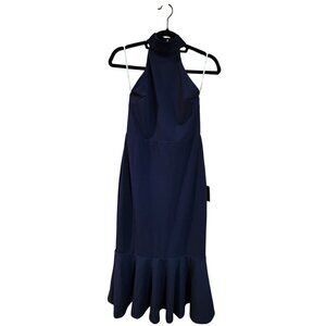 Lulus Navy Halter Sleeveless Long Trumpet Hem Navy Dress Womens size M NWT